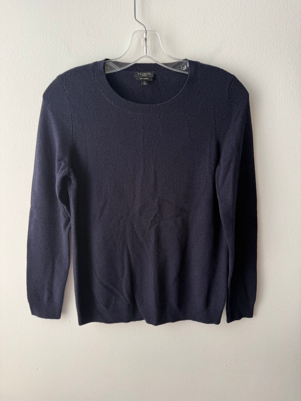 Talbots Cashmere Navy Blue Sweater Women Small Crewneck Pullover Preppy Knit Top